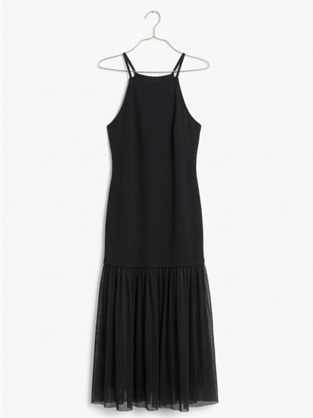 Anthropologie Black Sleeveless Mesh-Hem Maxi Dress
